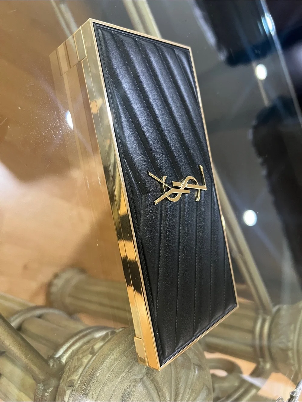 Yves Saint Laurent Black and Gold Quilted Compact Palette